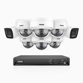 H800 - 4K 8 Channel PoE Security System with 2 Bullet & 6 Dome (IK10) Cameras, Vandal-Resistant, Human & Vehicle Detection, Built-in Mic, RTSP Supported